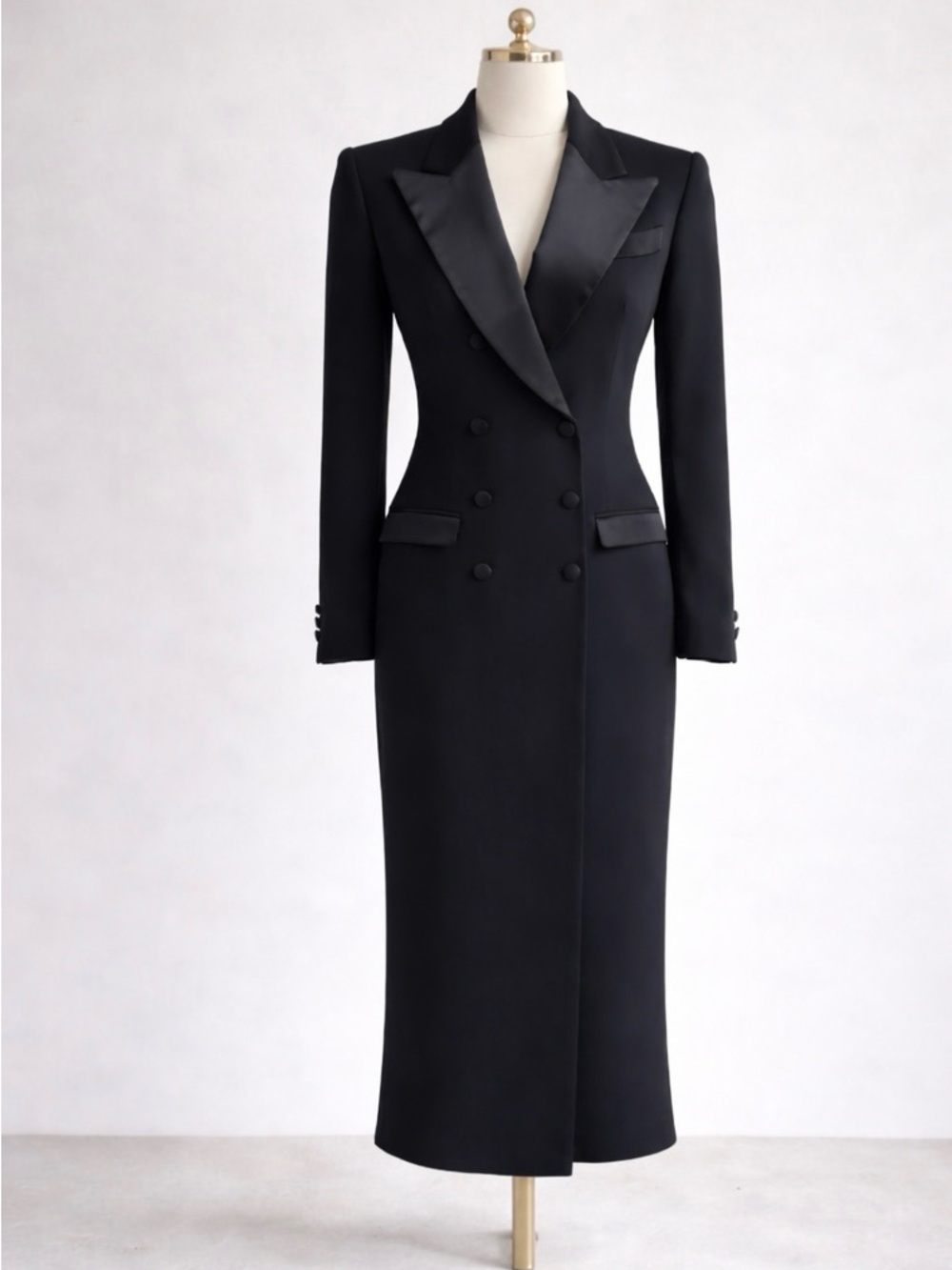 Tom Ford Tuxedo dress with satin lapels dress EUC